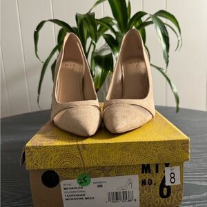 Beige Suede and Mesh Heels